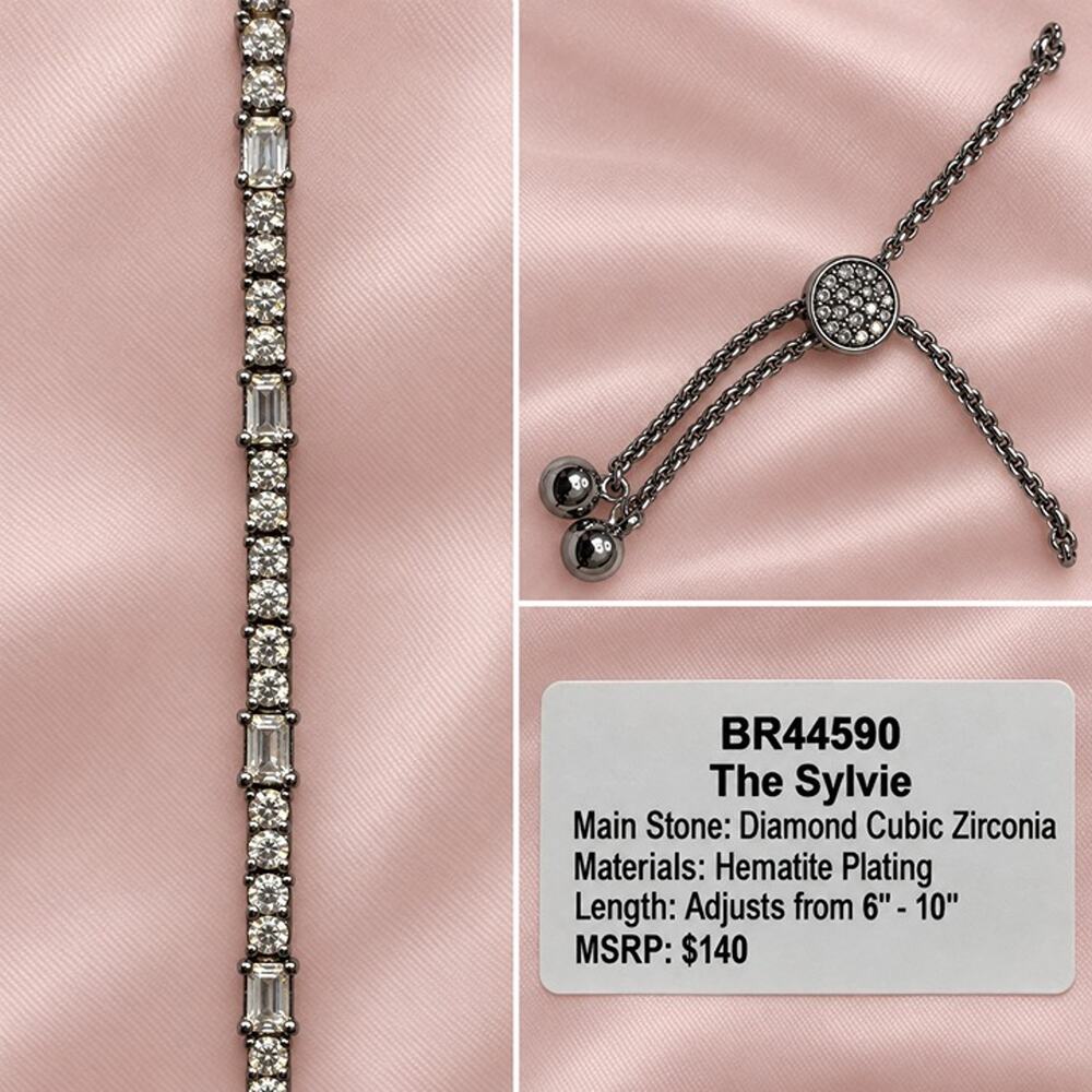 The Sylvie Hematite Plating Diamond Cubic Zirconia Bracelet